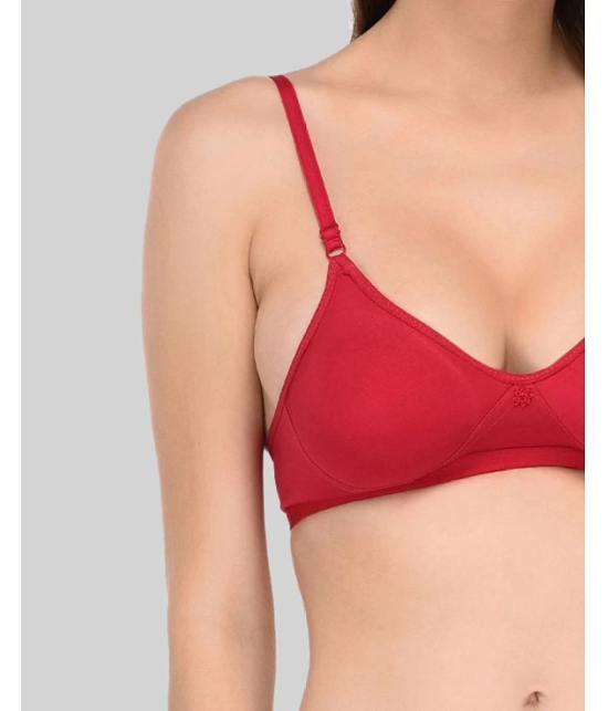 Elina Cotton Non Padded Womens Everyday Bra ( Red ) - 36B