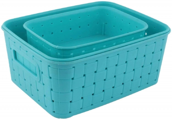 Vegetable & Fruit Plastic Basket Set (3 in 1)-Blue