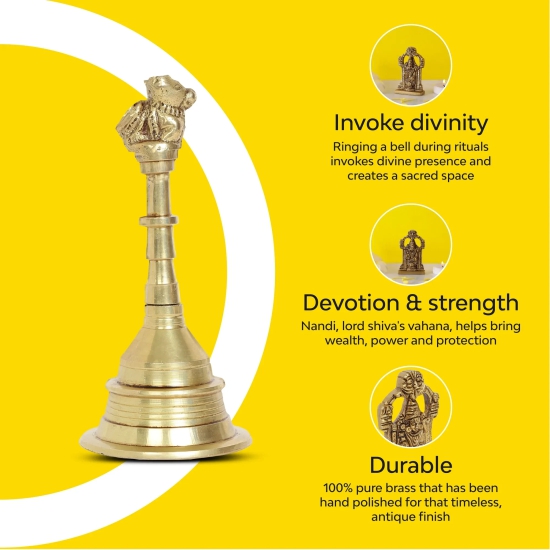 Nandi Brass Prayer Bell | 100% Pure Brass