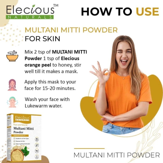 Elecious 100% Natural Multani Mitti powder (200 Grams)