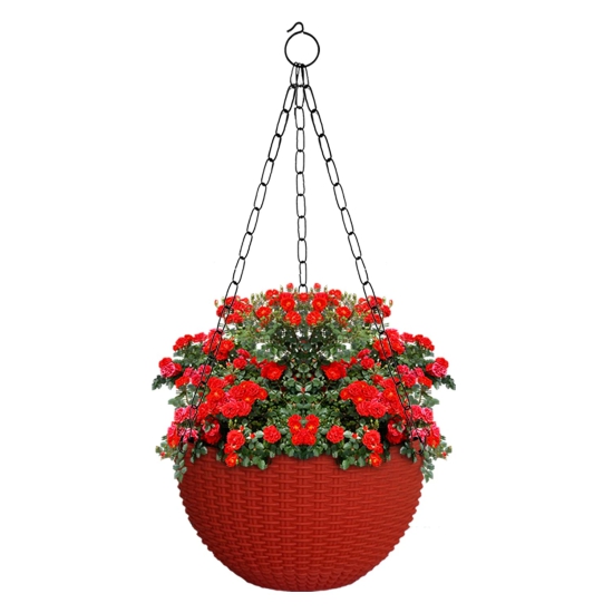 Kuber Industries Plastic Hanging Flower Pot for Balcony  Railing Set of 6 Red-20x20x59 cm-Kuber Industries Plastic Hanging Flower Pot for Balcony & Railing Set of 6 (Red)-20x20x59 cm