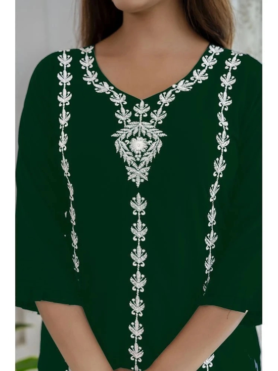 Kapadia Rayon Embroidered Straight Womens Kurti - Green ( Pack of 1 ) - None