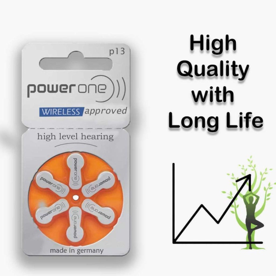 Power One Hearing Aid Battery Size 13, Pack of 36 Batteries, 6 Strips