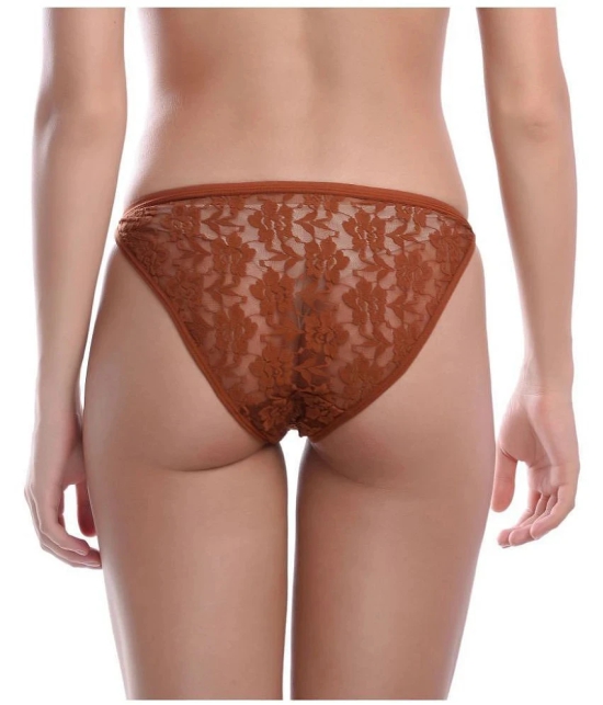 Madam - Lace Self Design Brown Womens Bikini ( Pack of 1 ) - XL