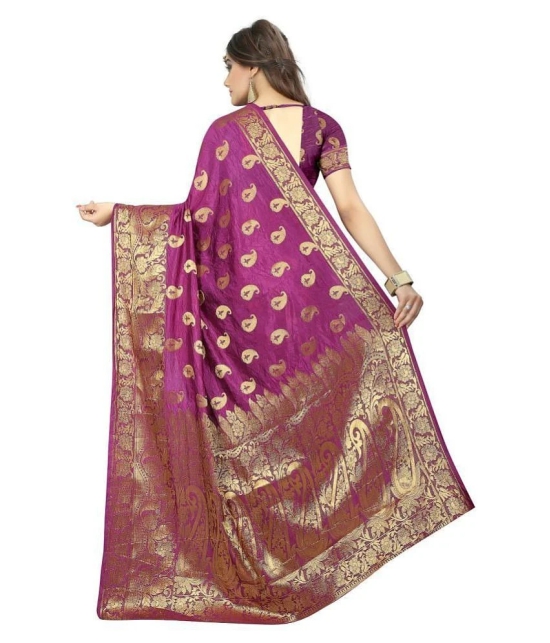 Gazal Fashions - Purple Banarasi Silk Saree With Blouse Piece (Pack of 1)