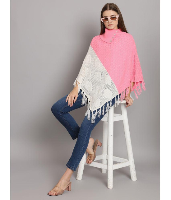 eWools.in Woollen Round Neck Women's Ponchos & Capes - Pink ( ) - None