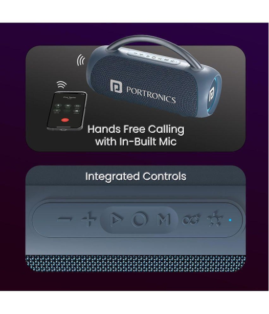 Portronics Radiant 30 W Bluetooth Speaker Bluetooth V 5.3 with USB,Aux Playback Time 6 hrs Blue - Blue