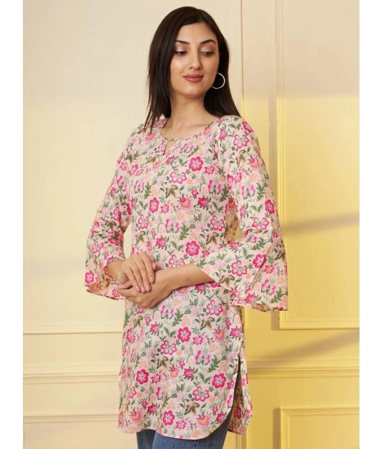 Tissu Cotton Printed Straight Womens Kurti - Pink ( Pack of 1 ) - None