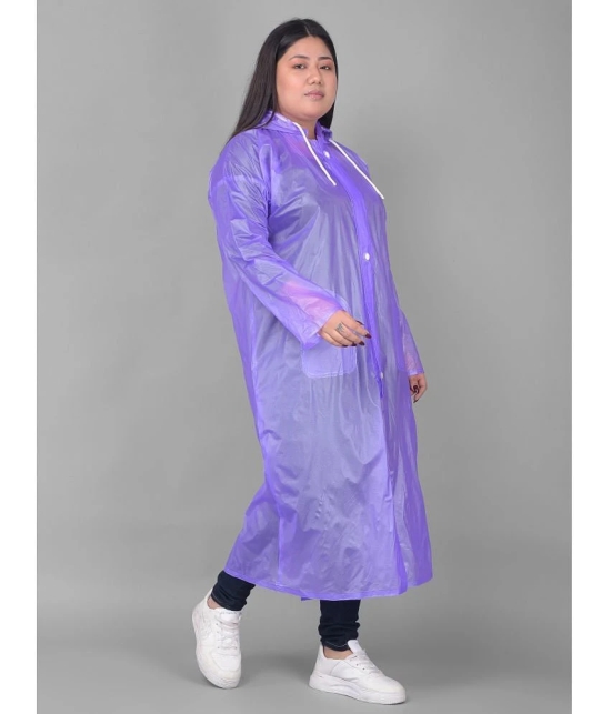 Dollar Polyester Long Raincoat - Purple - None