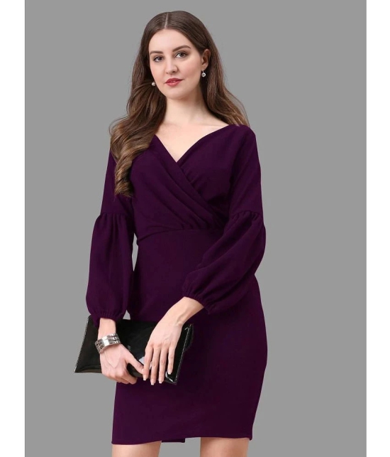 Apnisha Polyester Applique Above Knee Womens Bodycon Dress - Purple ( Pack of 1 ) - None