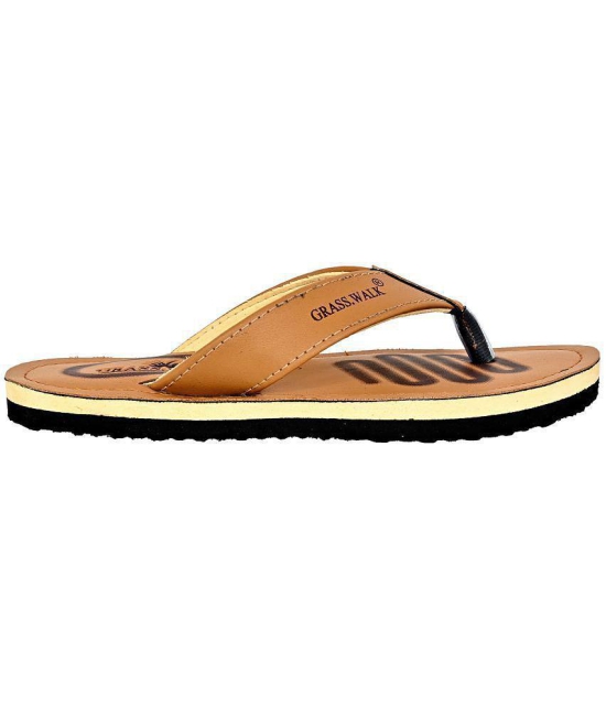 GRASS WALK - Tan Mens Thong Flip Flop - None