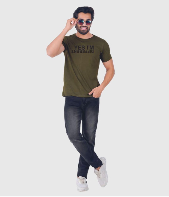 ferocious - Olive Cotton Regular Fit Men's T-Shirt ( Pack of 1 ) - None