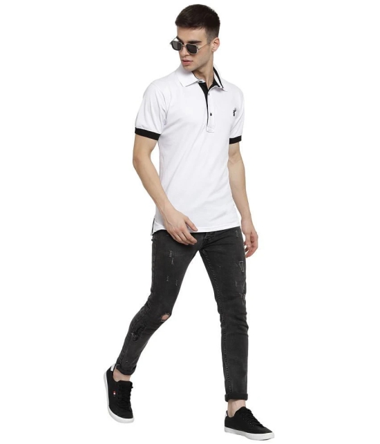 Uzarus White Cotton Solid Polo T-Shirt - None