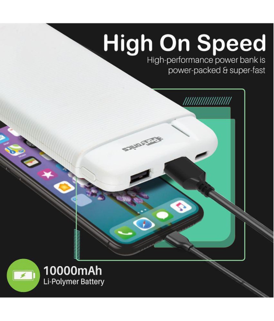 Portronics Power Pro 10K:10000mAh Power Bank with Dual Output ,White (POR 1209) - White