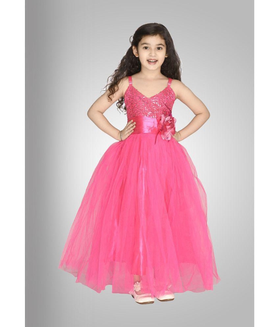 Arshia Fashions - Pink Net Girls Gown ( Pack of 1 ) - None