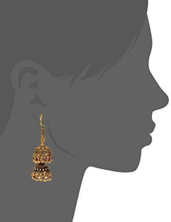 Abhaah handcrafted antique golden oxidised double layered jhumki with pearls for women and girls