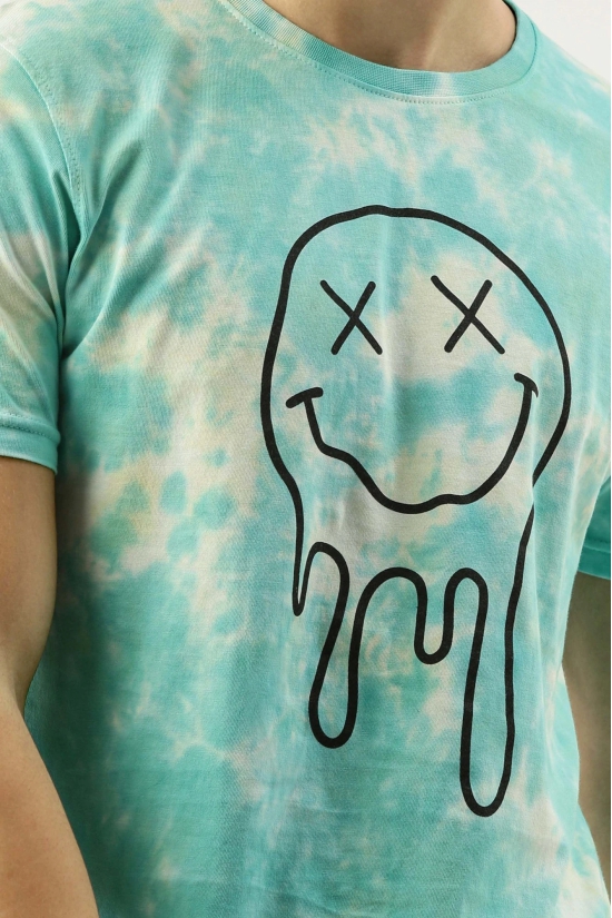 Smiley Tie Dye Green T-shirt-S / Neon Green