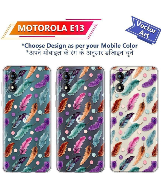 NBOX - Multicolor Silicon Printed Back Cover Compatible For motorola E13 ( Pack of 1 )