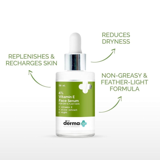 The Derma Co 4% Vitamin E Face Serum with Vitamin E and Olive Extract for Dry & Flaky Skin - 30 ml