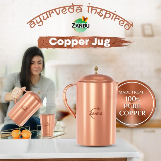 Zandu Pure Copper Jug for Natural Immunity and Nutrients (2 Litre)