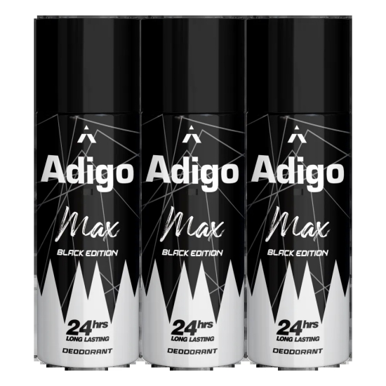 Adigo Max Black Edition Deodorant 165ml(Pack Of 3)