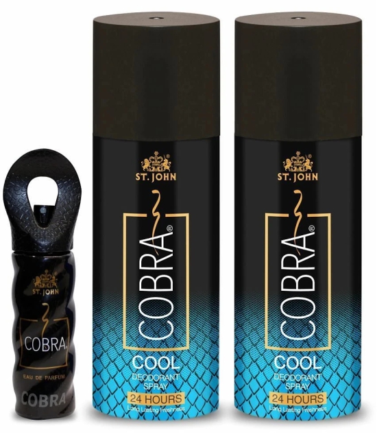 ST.JOHN Cobra Deo Cool 150ml*2 & Perfume 15ml Deodorant Spray & Perfume for Men (315ml) - Pack of 3