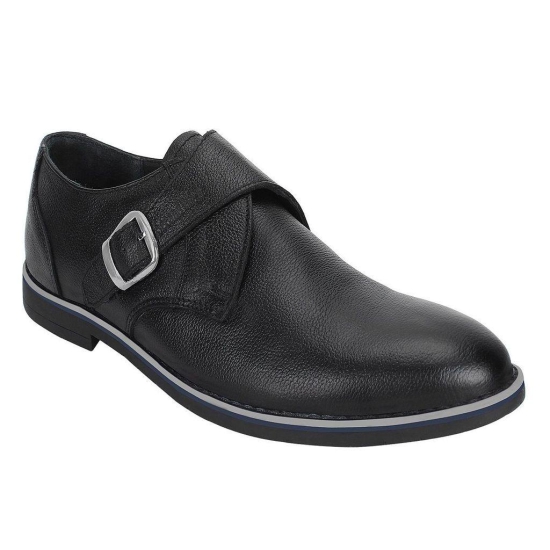 SeeandWear Monk Shoes for Men. Single Strap Black Genuine Leather Formal Shoe.