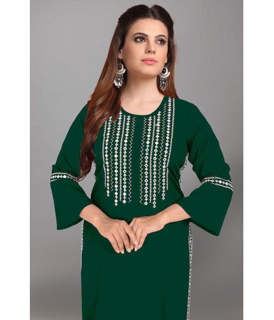 Kapadia - Green Rayon Women''s Straight Kurti ( Pack of 1 ) - None