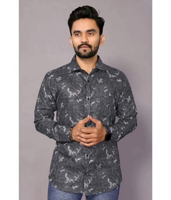 Anand Cotton Blend Regular Fit Printed Full Sleeves Mens Casual Shirt - Grey ( Pack of 1 ) - None