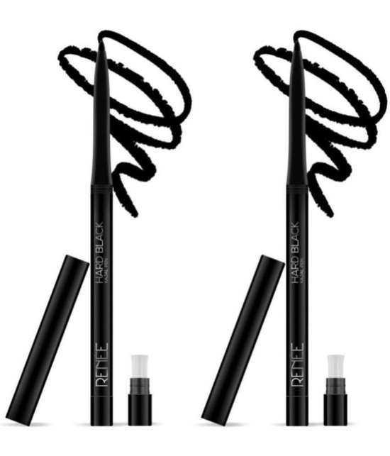 RENEE Kajal Pen with Sharpener Hard Black Pack of 2 0.35 g each