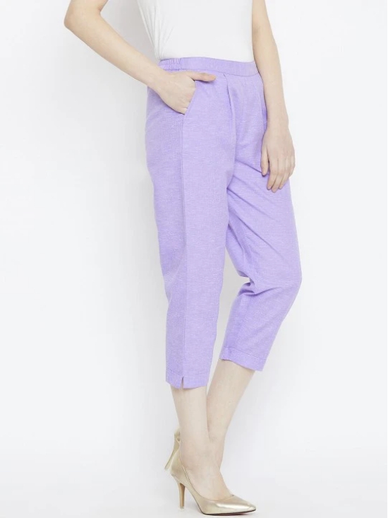 Women Purple Relaxed Pleated Trousers