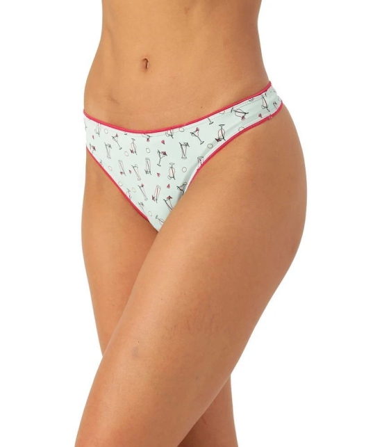 Leading Lady - Green Cotton Printed Womens Thongs ( Pack of 1 ) - None