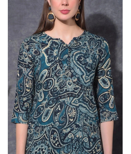 Mamoose Rayon Self Design Straight Womens Kurti - Blue ( Pack of 1 ) - None