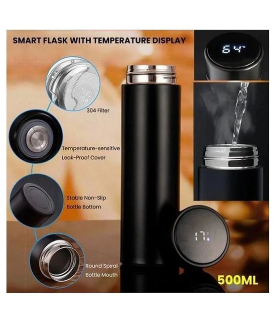 Felicia Products Smart Thermal Flask Steel Flask - 500 ml - Black