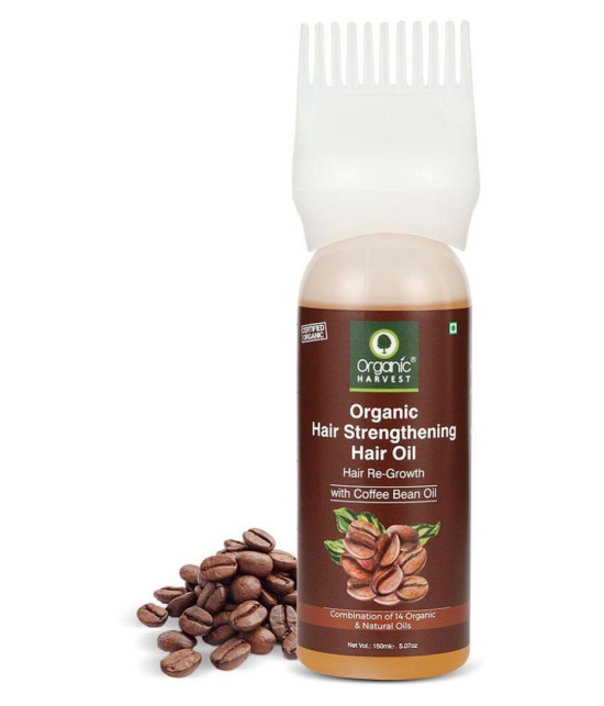 Organic Harvest Hair Strengthening Hair Oil, Infused with Coffee Beans and a Combination of 14 Organic Natural Oils, Helps Improve Hair Structure and Growth - 150ml