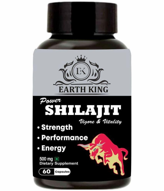 EARTH KING Power Shilajit/Shilajeet Capsule Support Strength, Stamina & Energy- 500mg 60 Capsules (Shilajit Pack of 1)