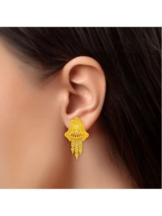 Drashti Collection Golden Stud Earrings ( Pack of 1 ) - Golden