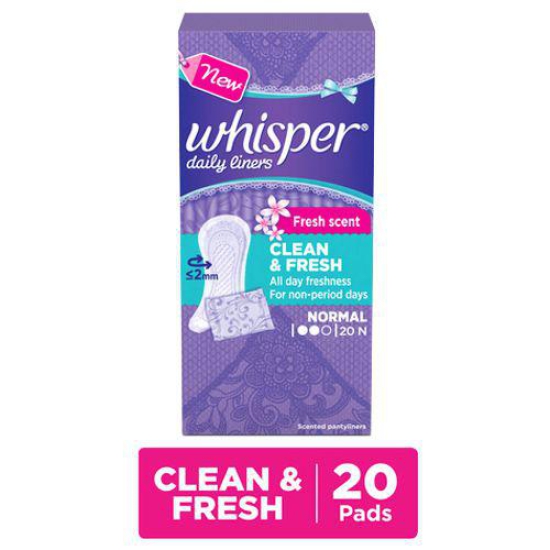 Whisper  Daily Liners - Clean & Fresh, 20s pack