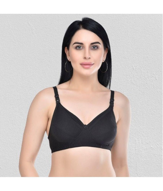 Zourt - Black Cotton Non Padded Women''s Everyday Bra ( Pack of 1 ) - None