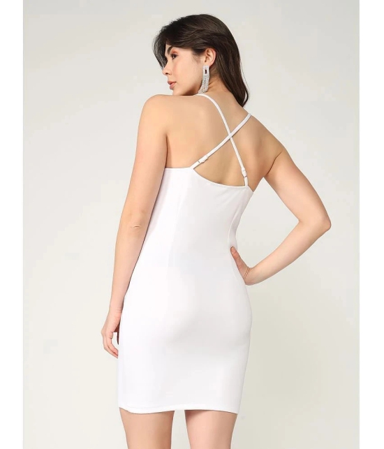 Zima Leto Polyester Solid Mini Womens Bodycon Dress - White ( Pack of 1 ) - None