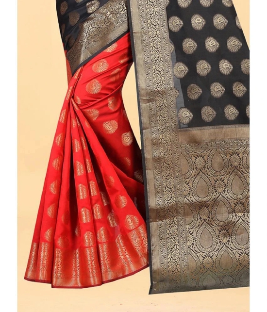 Gazal Fashions - Black Banarasi Silk Saree With Blouse Piece ( Pack of 1 ) - Black