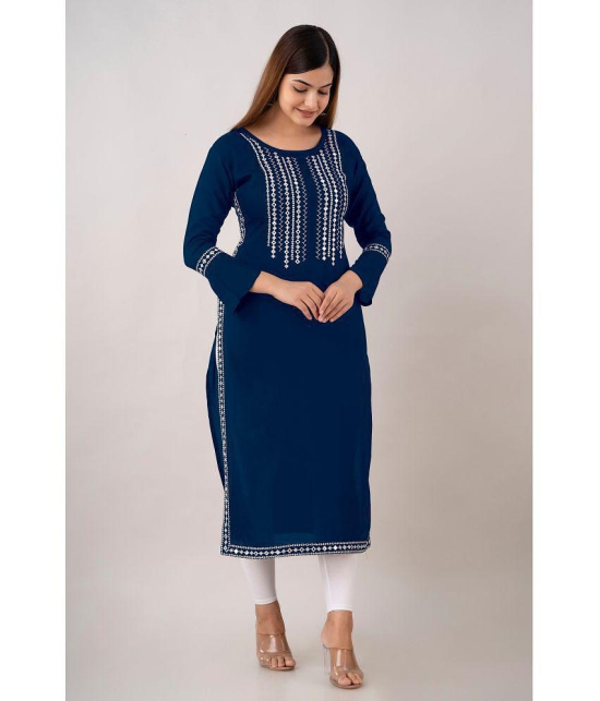 Kapadia - Navy Rayon Women''s Straight Kurti ( Pack of 1 ) - None