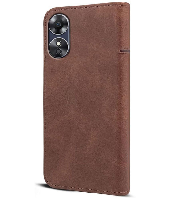 NBOX Brown Flip Cover Artificial Leather Compatible For Oppo F23 5G ( Pack of 1 ) - Brown