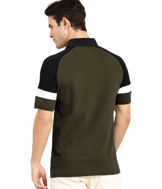 Leotude Cotton Blend Regular Fit Colorblock Half Sleeves Mens T-Shirt - Olive ( Pack of 1 ) - None