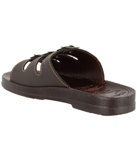 Chips - Brown Men''s Leather Slipper - None