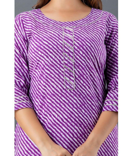 Lee Moda - Purple Cotton Women''s Straight Kurti ( Pack of 1 ) - None