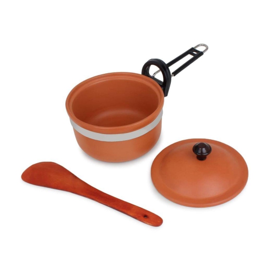 KSI Handmade Mitti Terracotta Clay Handi with Lid for Cooking on Gas (2 L & 3L)