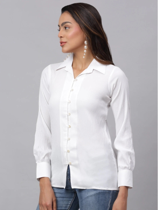 Women White Solid Shirt-M / White