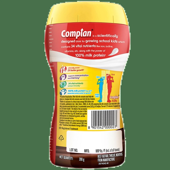 Complan Nutrition & Health Drink - Improves Concentration & Memory, Royale Chocolate Flavour, 200 G Jar