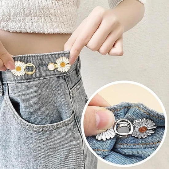 KIT & CO Buttons for Jeans Dress Loose Big,Trouser Button Tensioner Fastener,Pearl Dress Adjuster Waist Flower Buckle Clip Clothing DIY Sewing New Buttons for Tightener to Adjust Waist of Pants